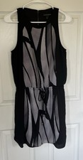 Banana Republic Sleeveless Lined Dress Black/Grey Size 6 Elastic Tie Waist