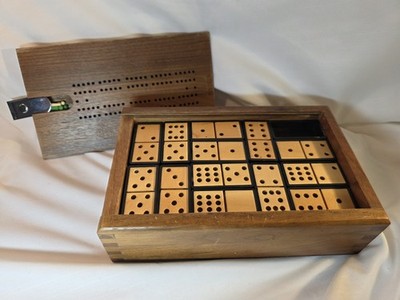 Vintage Wooden Dominoes 55 Pc Set Official Size Weight  Handmade 40+ Years Old 