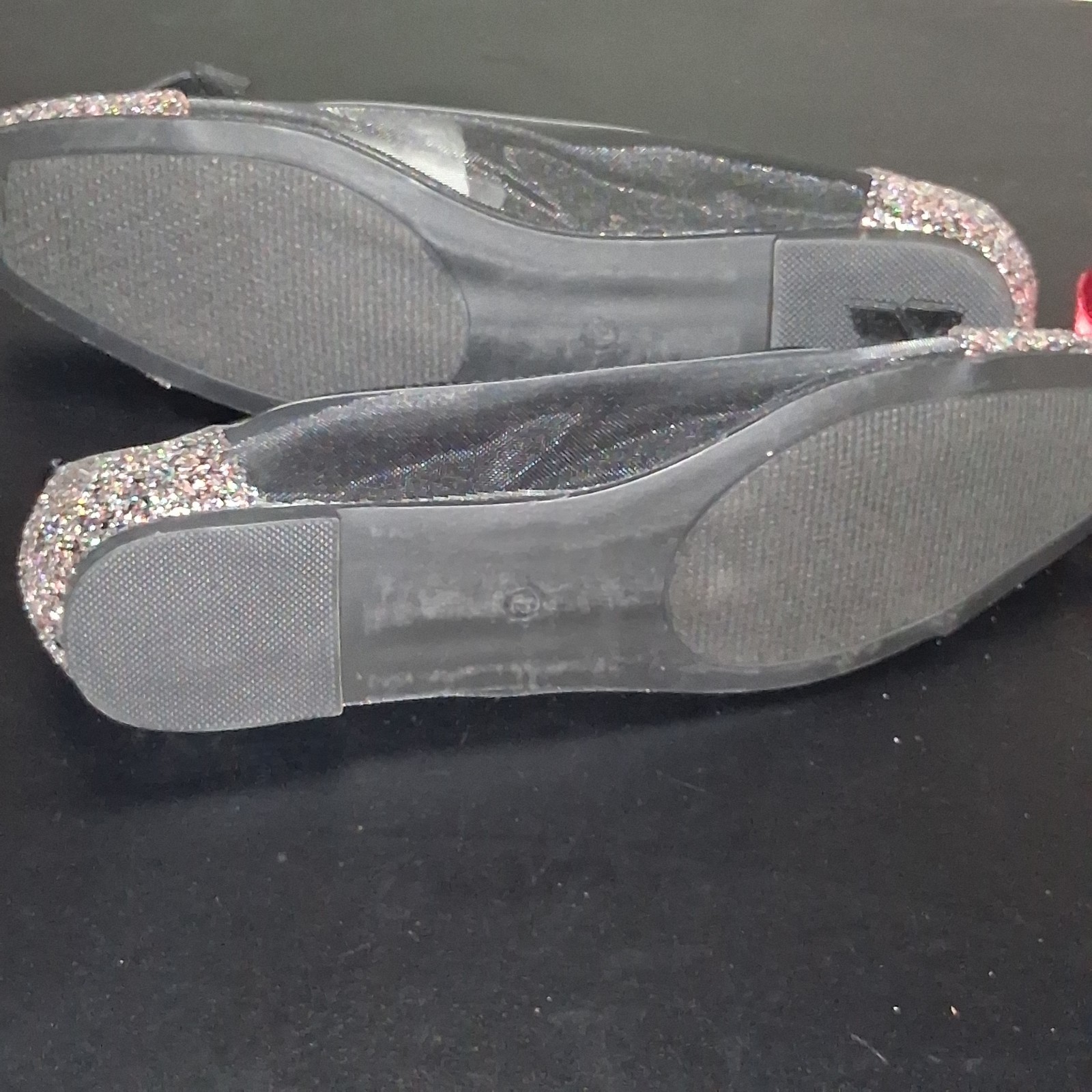 Chic Red and Black Flats with Glitter Accents