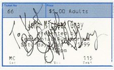 -Rare- 1999 -JOHN MICHAEL GRAY- Signed/Autograph/Auto PIANO Music Ticket