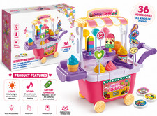 Kids Sweet Shop Playset Toy Cart with Lights & Sounds | 36 Accessories Role Play