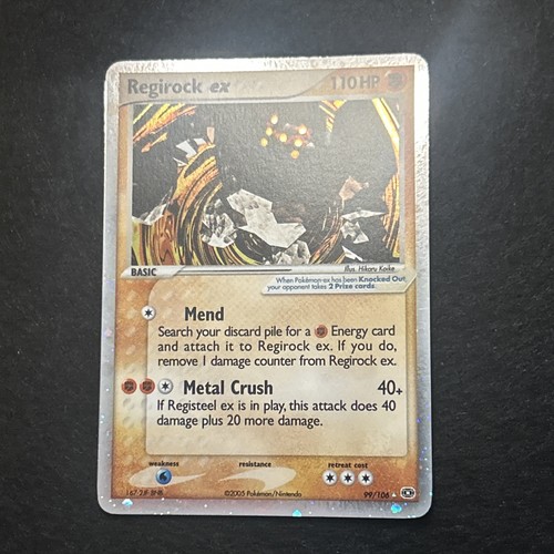 Pokémon Regirock ex 99/106 EX Emerald Holo Vintage HP Crease