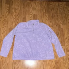 Eddie Bauer EBTEK Women s Purple Floral Fleece 1/4 Zip Mock Neck Sweatshirt, 2XL