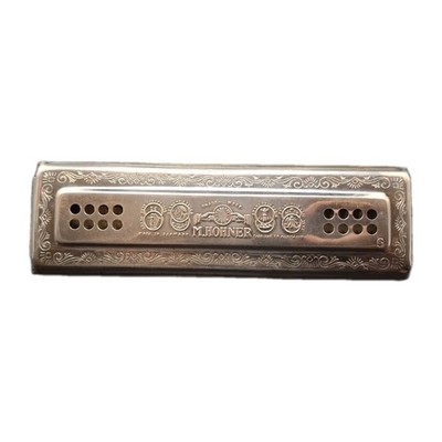 Vintage M Hohner Echo 48 Tremolo Harmonica Key G 24 Double Hole Germany W/ Clip