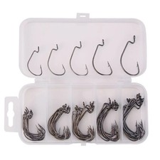 50 Pcs/Box Fishing Hooks Set Wide Worm Hook Bass Barbed Carp Fishing Hook Soft B