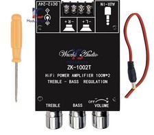 ZK-1002T 100W 2 Bluetooth Amplifier Board 2-Ch Stereo Amplifier Treble Bass US