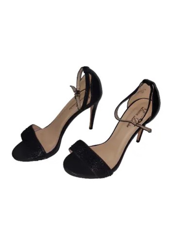 Lauren Lorraine Women's Shimmery Black Arielle Ankle Strap Heels Size 5.5 NO BOX - Picture 4 of 12