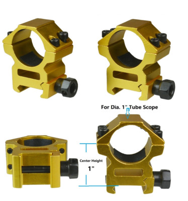 1'' Inch Medium Rise Heavy Duty Scope Rings, Gold Aluminum Fits Weaver Picatinny