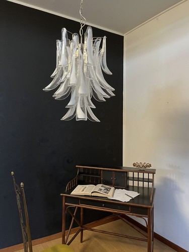 Italienischer Vintage Murano Kronleuchter in der Art von Mazzega - 30 Glasblütenblätter - Bild 10 von 19
