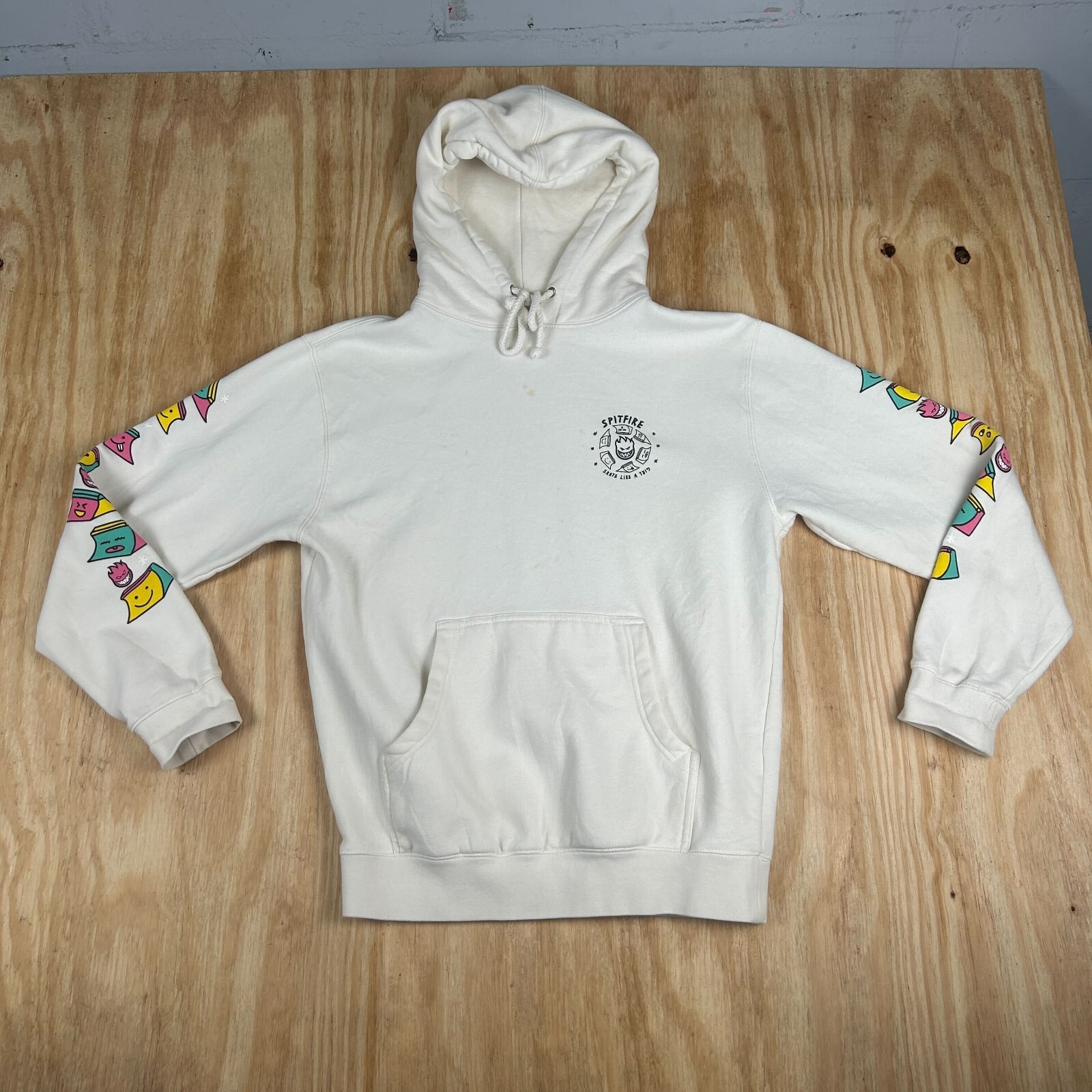 Spitfire Skate Like a Girl Hoodie Pullover Jacket White Size M Graphic Print