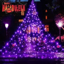 SPIDER WEB LIGHTS Waterproof Halloween Purple 19.7ft x 14.7ft BLCTEC