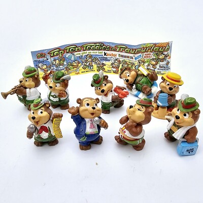1995 Kinder Surprise OB Figures 9x TOP TEN TEDDIES Dream Holiday Folk Festival