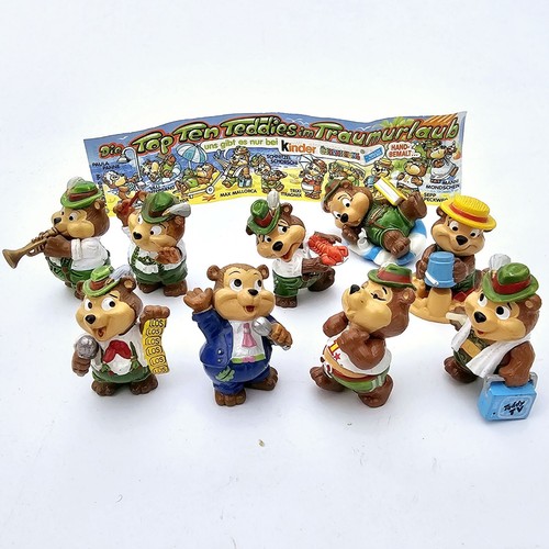 1995 Kinder Surprise OB Figures 9x TOP TEN TEDDIES Dream Holiday Folk Festival