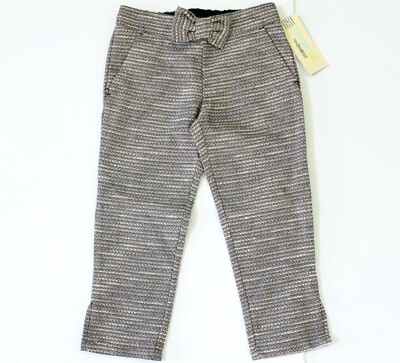 Genuine Kids Oshkosh Metallic Ebony Bow Accent Chino Pants Size 2T Ebony NEW
