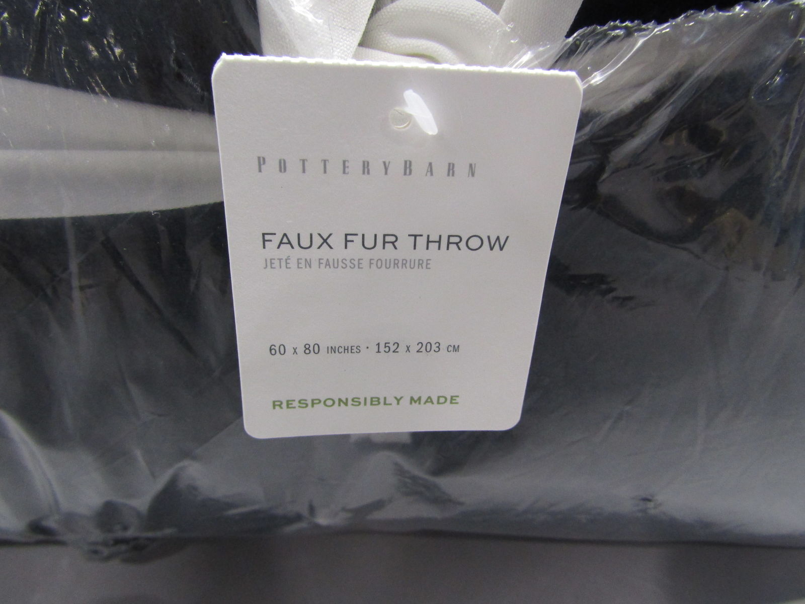 Pottery Barn Faux Fur Throw Blanket in Black eBay
