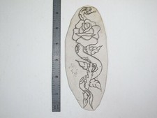 vtg 1960s 1970s Tattoo Flash acetate stencil Snake Wrapping Rose signed SN4