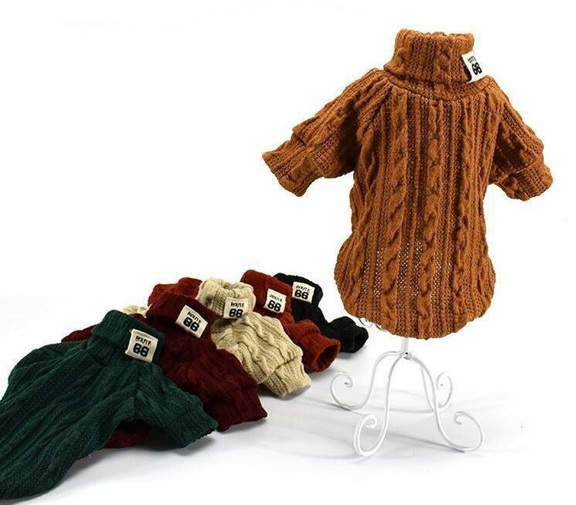 Pet Dog Jumpers Coats Hand Knit Cat Puppy Chihuahua Clothes POLO Neck