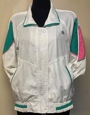 Vintage 1980s Windbreaker Jacket Pink and Teal Size Medium