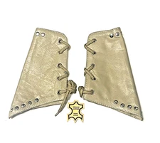 Beige 2 Pieces Genuine Real Leather Gauntlet Cuff Wristband Arm Band 1 Pair AK88