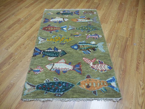 Anatolian Rug,Oushak Turkish Ushak Rug,Fish Design Oushak Rug 3.2x5 Ft