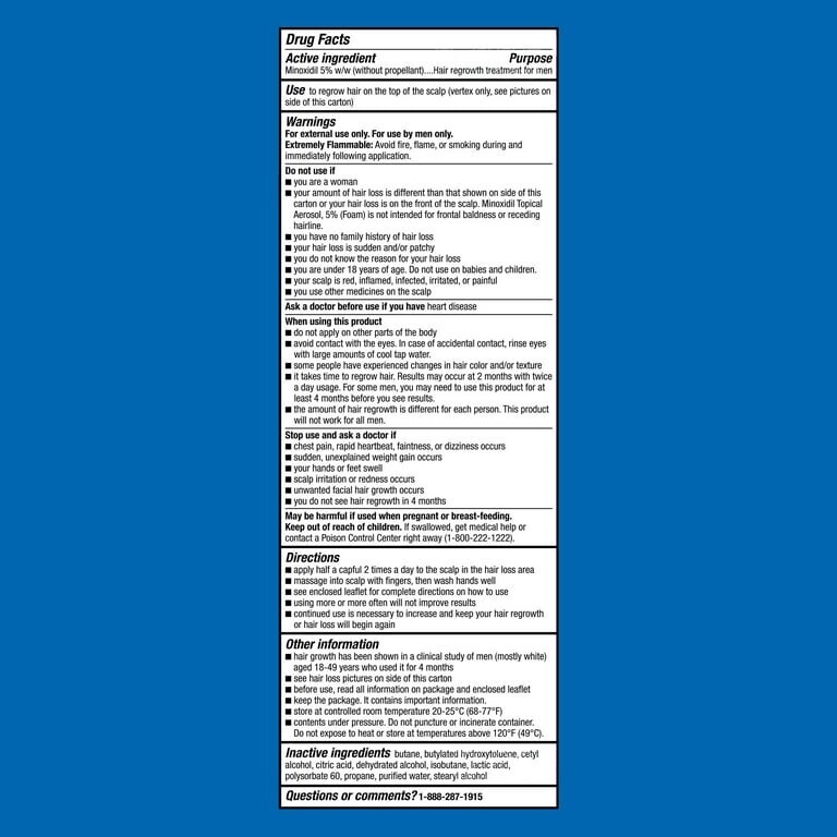5 MINOXIDIL Hair Growth *FOAM* Equate *3 MONTH SUPPLY* 01/2025