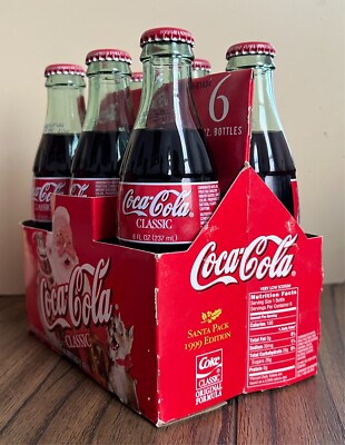 1999 Coca Cola 6 PAck Santa Pack Christmas Edition 8oz Santa Claus