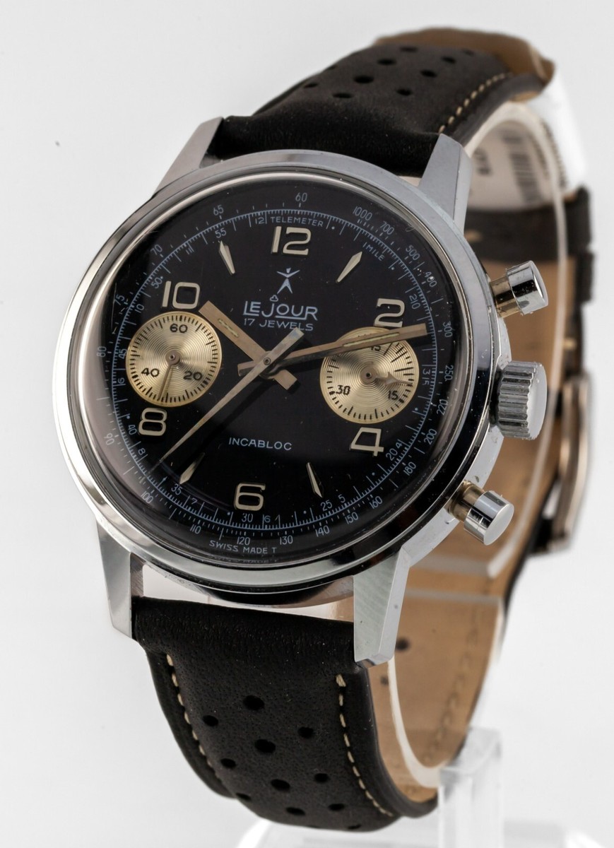 Le Jour Valjoux 7733 Reverse Panda Chronograph Watch | eBay