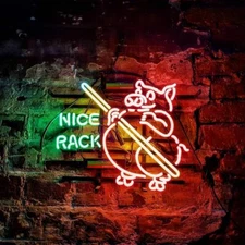 Nice Rack Pig Billiards Game Room 20"x16" Neon Light Sign Lamp Pool Tables Decor