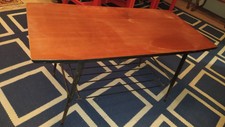 tavolino vintage da caffè in metallo e teak Anni 50
