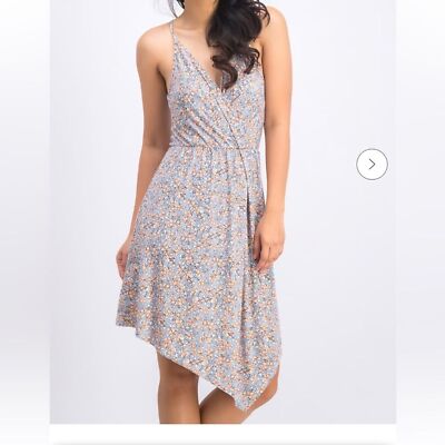 3 4 length midi dress Blue Multicolor Floral Midi Dress With 3/4 Sleeves