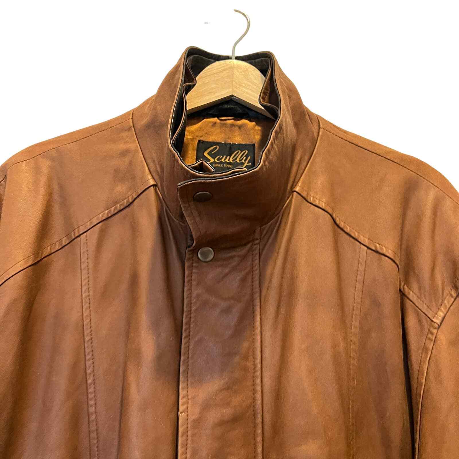 SCULLY Mens Vintage Leather Bomber Double Collar Line… Gem