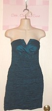 FOREVER 21 Dress Strapless Ruched Dark Shimmering Teal  Sz M * VG-XLNT