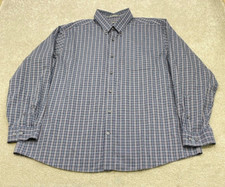 Eddie Bauer Shirt Men's XL Blue Check Long Sleeve Button Up Wrinkle Free 5970