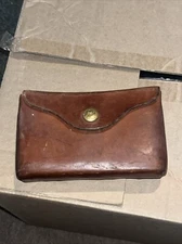 Vintage Black Sheep Brand Brown Leather Gun Ammo Box Holder Belt Pouch #4140 M