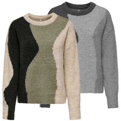 Only Damen Pullover Strickpullover Damenpullover gestrickt Oberteil ONLGro Life