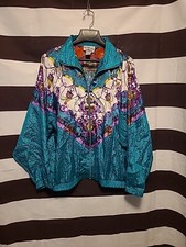 Vintage 90s Teal After All WindBreaker Jacket Plus Size 18W HipHop Royal