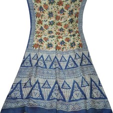 Vintage Multicolor Sarees 100 Pure Silk Floral Printed Sari 5YD Craft Fabric