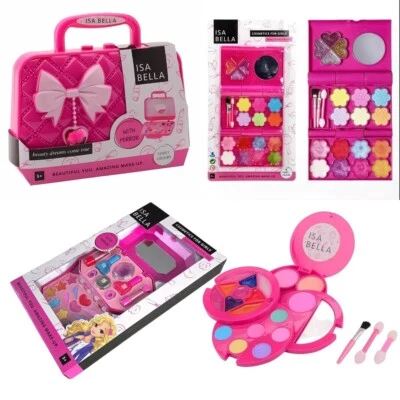 ISA BELLA Girls Make Up Set Washable Pretend Makeup Kit for Kids Children Playset Gift Toy