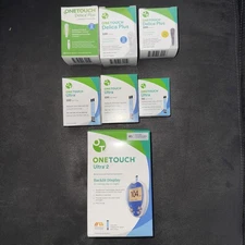 OneTouch Ultra 2 Digital Glucose Monitor Blue Backlit Display Combo . 