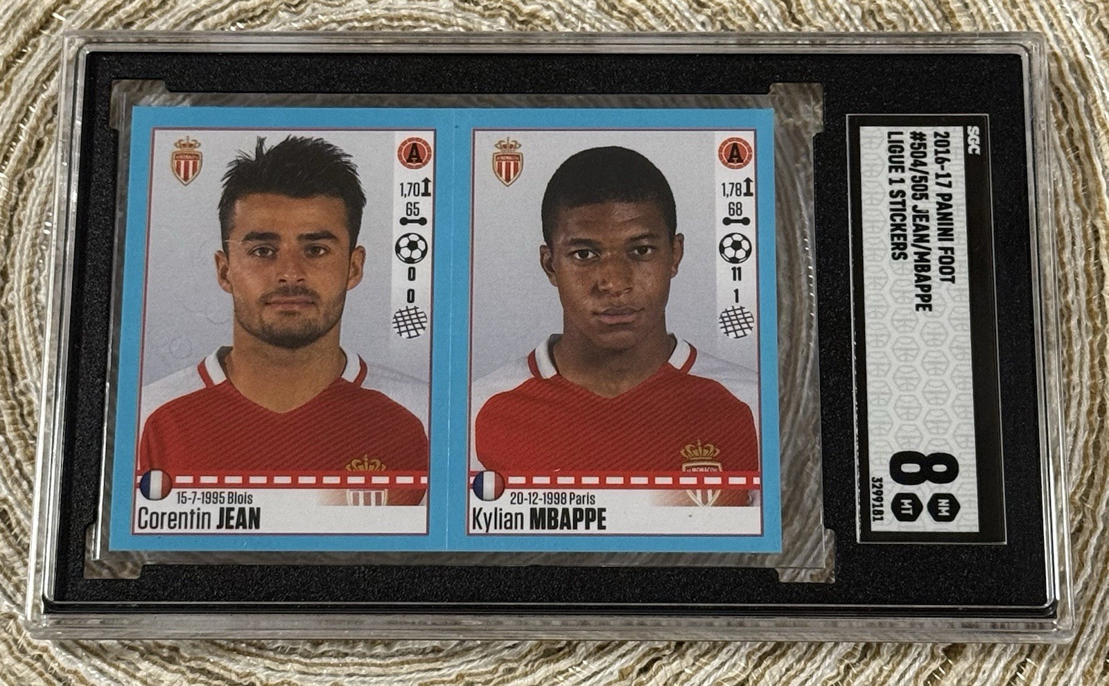 Panini Foot 2016-17 #504 Corentin Jean & #505 Kylian Mbappe AS Monaco - SGC 8