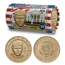 2026 Donald J. Trump $1 Coin Roll WHITE HOUSE HORIZONTAL DESIGN Ltd 25,000 Rolls