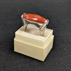 Vintage Sterling Silver Faceted Carnelian Ring Oblong Modernist Signed NF Size 7