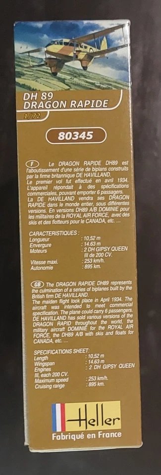 HELLER 80345 DH 89 Dragon Rapide - kit 1/72 INTATTO (Vintage) - Immagine 3 di 4