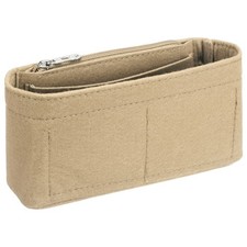 Purse Organizer Insert, Felt Handbag Shaper with Zipper, 7.5"x2"x4", Beige