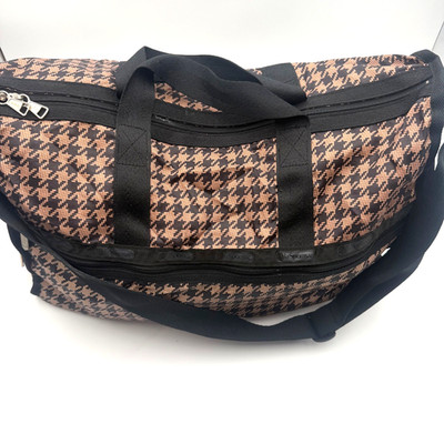 Vintage LeSportsac USA Large Weekender Duffle Bag Brown Black Travel Tote