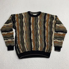 Pronto Uomo Sweater Women Large Multicolor 3D Knit Abstract Crewneck Cosby