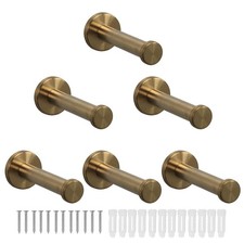 6 PCS 4 Inch Gold Bath Towel Hooks Sturdy Wall Mount Robe Hanger SUS304