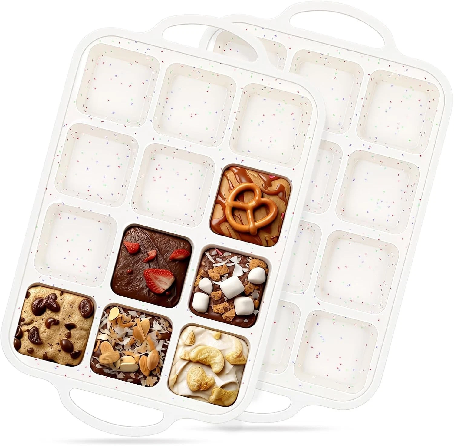Silicone Brownie Pan W/ Dividers 2 Pack Mini Loaf Pan Baking Individual Nonstick