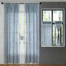 84" Boho Blue Curtains & Short Curtains for Stylish Home Decor