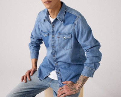Levi's Classic Standard Fit Western Shirt Faded Distressed Snap front S - XXL